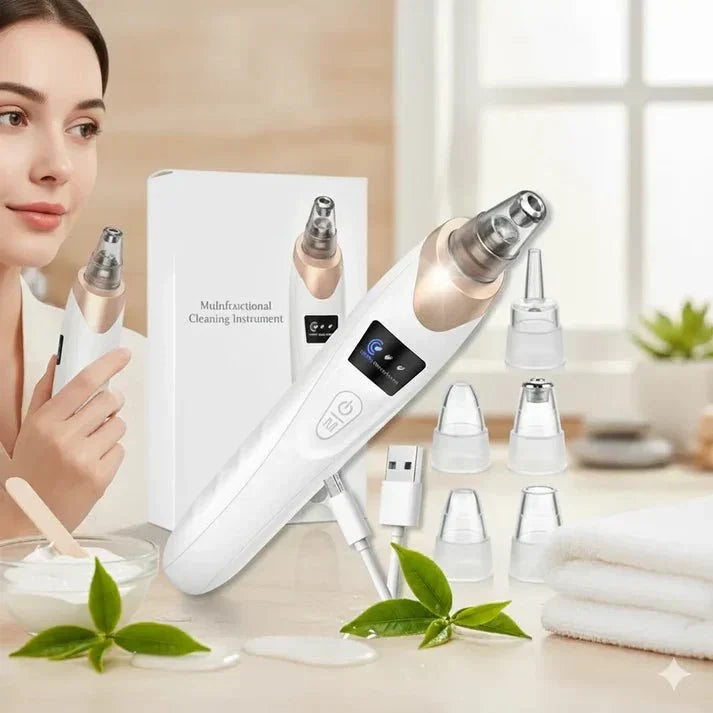 Rechargeable pore cleaner with interchangeable tips